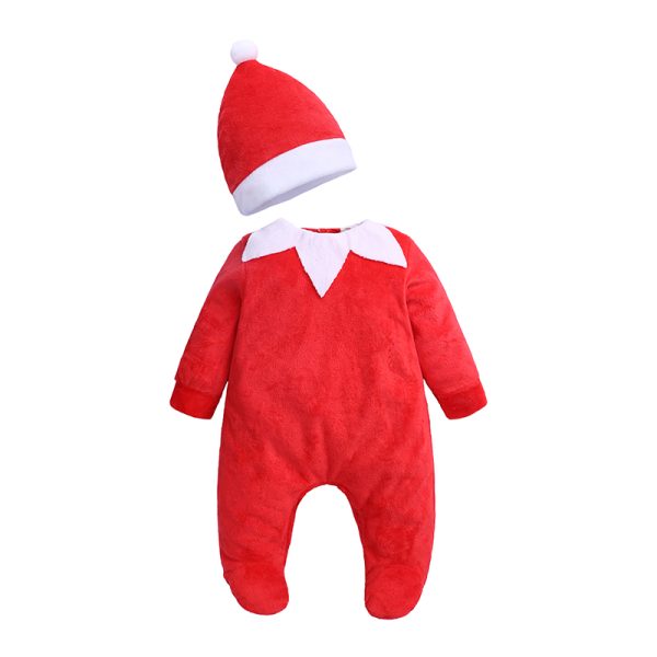 2pcs hat+rompers Baby Boys Girls Christmas Romper Red Cartoon Jumpsuit for baby Newborn Kids Fashion Autumn Clothes MBR206 2