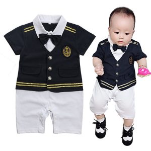 Newborn Baby Clothing Summer Gentleman Rompers 0-24M Baby Boys Cotton Jumpsuit Baby Body Party Clothes Unisex Costumes MBR283 1