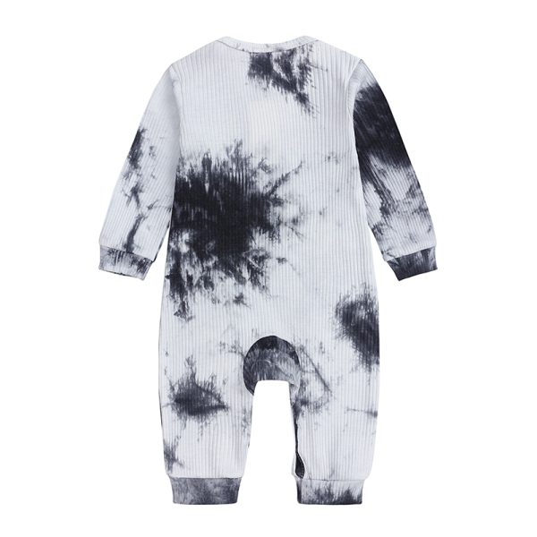 Kids Tales Toddler Kids Girls Boy Romper Long Sleeve Tie Dye Print Ribbed Knitted Baby Jumpsuits Spring Autumn Clothes Outfits 4