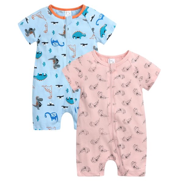 2Pcs/ lots For newborn Baby Boy Girl Clothes Rompers Summer Various color Short Sleeve Pajamas Cotton Soft Bodysuit for newborns 3