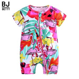 Kids Tales 2019 New Brand Baby summer rompers Short Sleeve Cute print pink Girls boys clothes 0-2 baby wear soft clothing MBR241 1