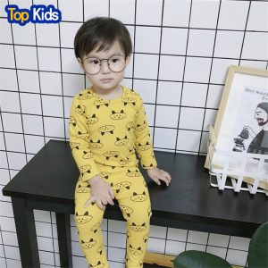 Boys Girls Pyjamas Cartoon Print Cat Pajamas Set Child Nightwear Long Sleeve T shirt + Pants Kids Sleepwear MB477 1