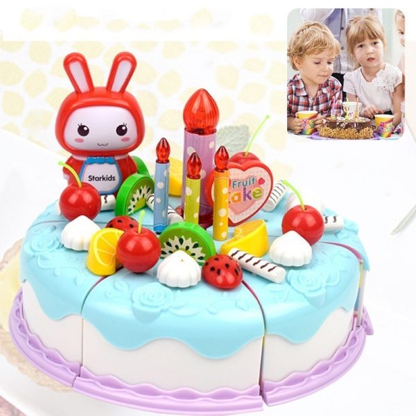 86pcs DIY Pretend Play Fruit Cutting Birthday Cake Kitchen Toys Simulation Miniature Food Educational Gift For Girls Children 4