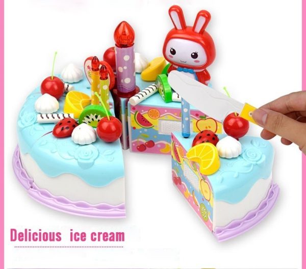 86pcs DIY Pretend Play Fruit Cutting Birthday Cake Kitchen Toys Simulation Miniature Food Educational Gift For Girls Children 6