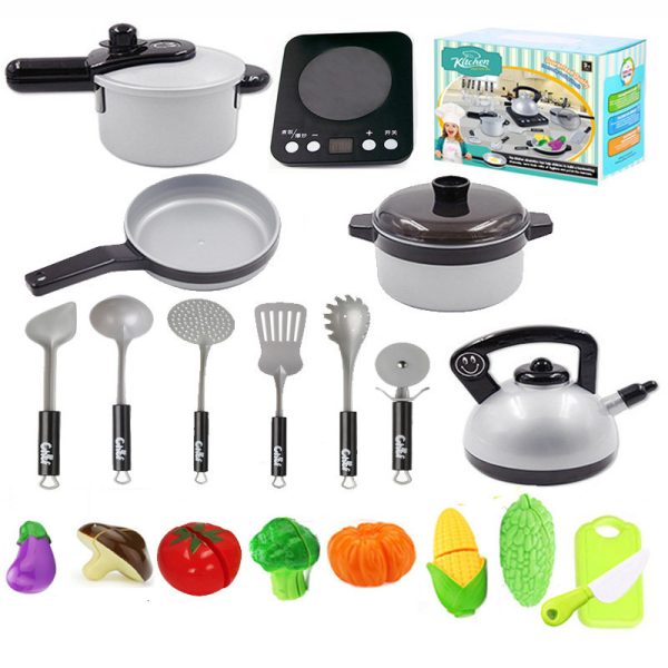 Children Mini Kitchen Toys Set For Girls Cookware Pot Pan Kids Pretend Cook Kitchenware Play Kits Simulation Utensils 3