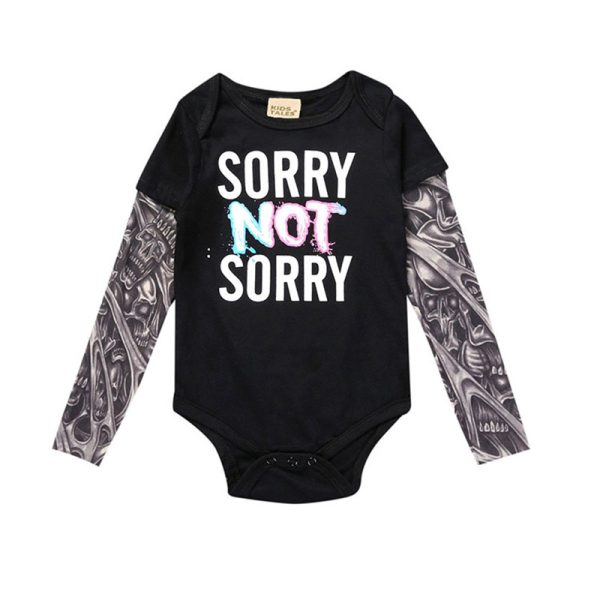 Fashion Infant Baby Boys Romper Long Sleeve Tattoo Print Rock Children Boy Baby  Clothing Romper Outfit Set sleep wear cool suit 5