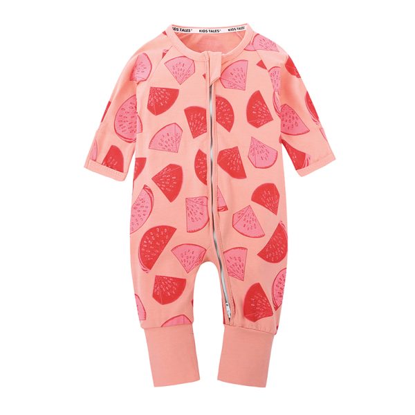 2020 Autumn Winter Baby Rompers Flower Printing Newborn Baby Girl Long Sleeve Zip Romper Toddler One Pieces Jumpsuit  MBR0184 2