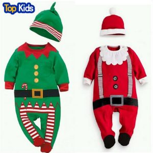 2019 new Chrismas Spring 2 pcs. girl newborn boy rompers hats baby clothes long sleeve baby suit retail CR048 1