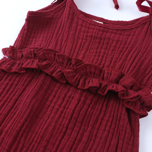Brand New Fashion Toddler Kids Baby Girl cotton linen Overall Suspender Pant Ruffle solid long Jumpsuit One Pieces Clothes MR265 4
