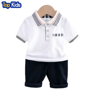 Baby boys sets summer short sleeve cotton solid clothes tops+shorts 2pcs little kids children clothing casual outfits 2-6 MB504 1