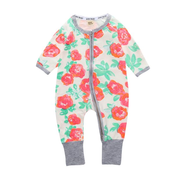 Newborn Baby Boy Clothes Infant Romper Long Sleeve Flower Print Baby Girl Rompers Jumpsuit Pajamas Baby Clothing Girl CR104 4