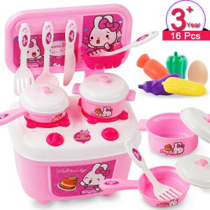 Children Miniature Kitchen Toys Set 3-10 Years Old Boys Girls Cooking Utensils Tableware Pretend Play Simulation Food Cookware 1