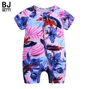 Kids Tales NEW baby girls clothes Summer Short Sleeve Cartoon parrot boys rompers unisex toddler jumpsuits 0-2 baby wear MR240 1