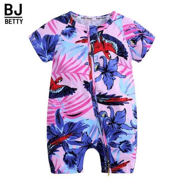 Kids Tales NEW baby girls clothes Summer Short Sleeve Cartoon parrot boys rompers unisex toddler jumpsuits 0-2 baby wear MR240 1