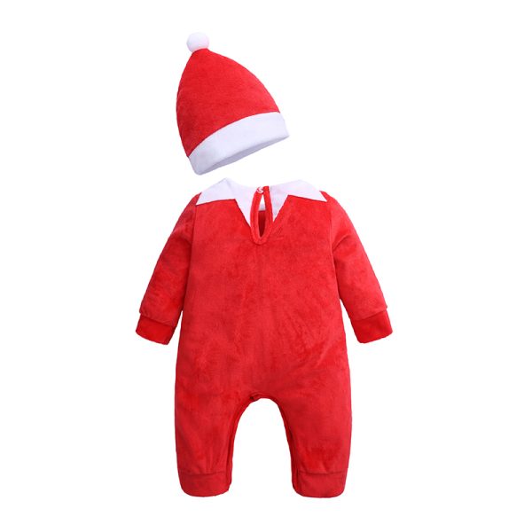 2pcs hat+rompers Baby Boys Girls Christmas Romper Red Cartoon Jumpsuit for baby Newborn Kids Fashion Autumn Clothes MBR206 6