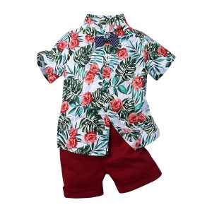 Boy Clothing Set fashion Summer T-Shirt Floral Children Boys Clothes Shorts Suit for Kids Outfit 1-6T Boys Outfit MB5331 1