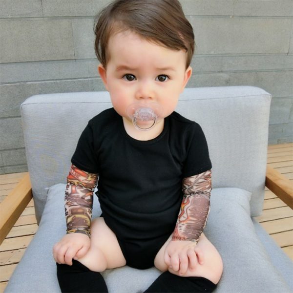 Baby Boys Tattoo Sleeve Rompers Infant Girls Jumpsuit Children Cotton Romper pink Boutique Newborn Baby Clothes M039 6