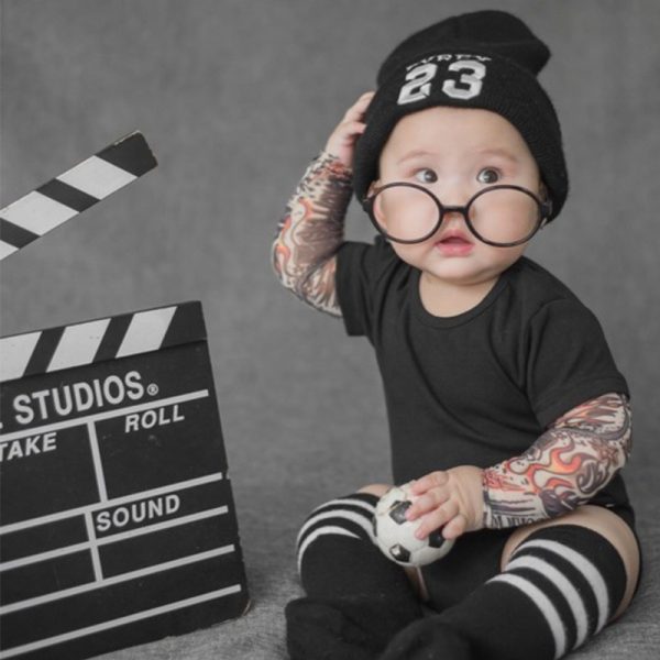 Fashion Toddler Baby Clothes Newborn Girls Boys Tattoo Print Romper Jumpsuit One-piece Outfit Infant baby boy onesies 0-24M R258 5