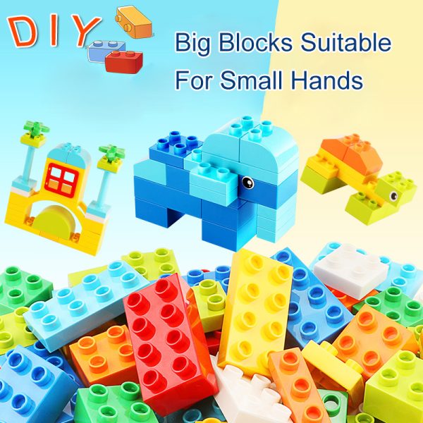 Assembled Big Size Building Blocks Baby Early Learning DIY Construction Toddler Toys For Children Compatible Bricks Kids Gift 4