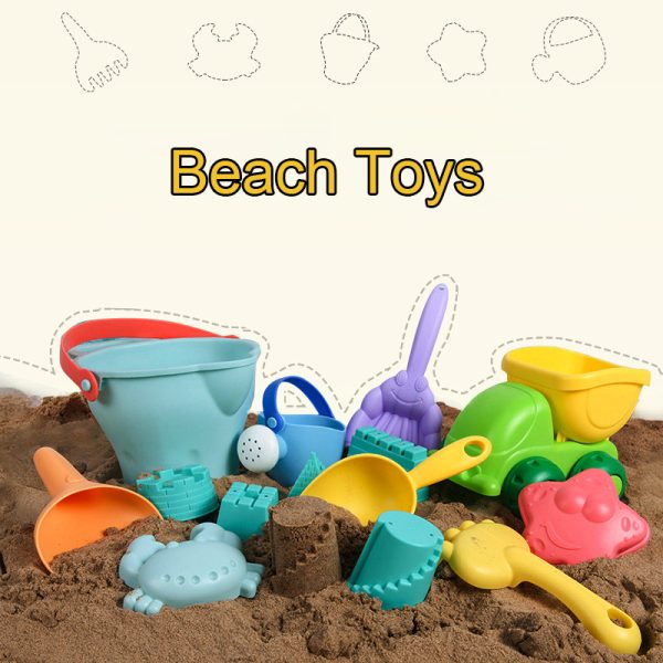 Summer Baby Beach Toys Soft PP Kids Mesh Bag Bath Play Set Beach Party Cart Ducks Bucket Sand Molds Tool Water Game 3
