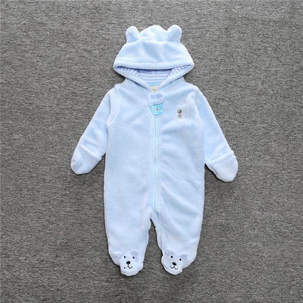 Cartoon Coral Fleece Newborn Baby Romper Costume Baby Clothes Animal Overall  Winter Warm Long sleeve Baby Jumpsuit MBR017 2