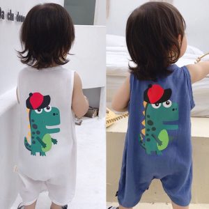 Baby Girl Clothes Summer Newborn Cotton Sleeveless Cartoon Dinosaur Rompers Toddler Kids Boys Soft Play suits Clothing MBR295 1