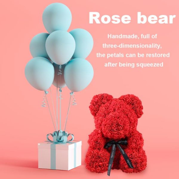25cm Soap Foam Bear Of Roses Teddy Bear Doll Handmade Bear Toys For Women Valentines Christmas New Year Gifts Home Decoration 5