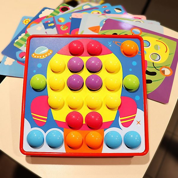 Creative Puzzle Toys For Children Cartoon Animal Shape Matching Mushrooms Nails Button Baby Preschool Educational Learning Gift 5
