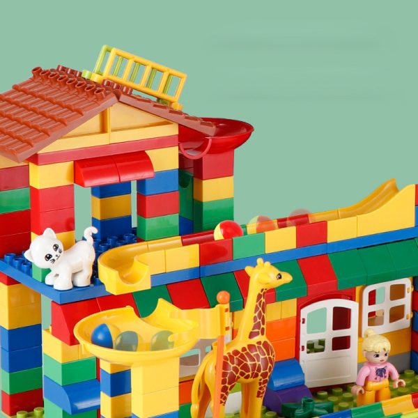 Kids Classic Big Size Slide Building Blocks House Roof Maze Ball Track Assembly DIY Bricks Castle Educational Toys For Children 6