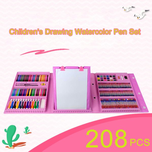 208 Pieces Children Painting Set Watercolor Pen Crayon Paintbrush With Drawing Board Educational Toys Doodle Art Kids Gift 2