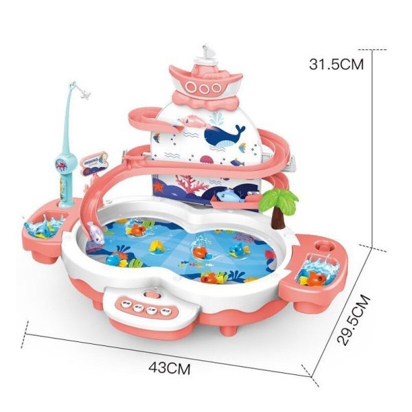 Children Fishing Games Outdoor Beach Sand Toys Building Blocks Track Gifts Kids Fish Electric Water Cycle Music Lighting 2
