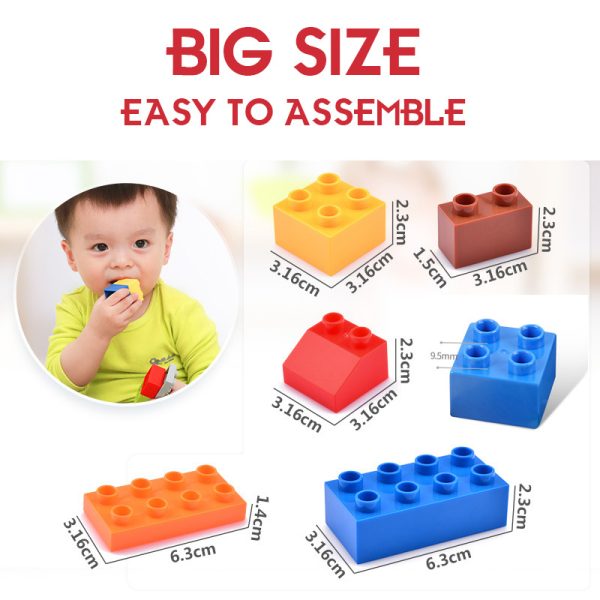 Assembled Big Size Building Blocks Baby Early Learning DIY Construction Toddler Toys For Children Compatible Bricks Kids Gift 2