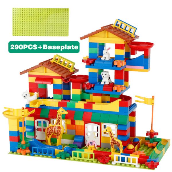 Kids Classic Big Size Slide Building Blocks House Roof Maze Ball Track Assembly DIY Bricks Castle Educational Toys For Children 2
