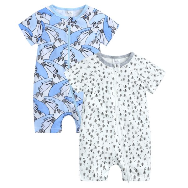 2Pcs/ lots For newborn Baby Boy Girl Clothes Rompers Summer Various color Short Sleeve Pajamas Cotton Soft Bodysuit for newborns 1