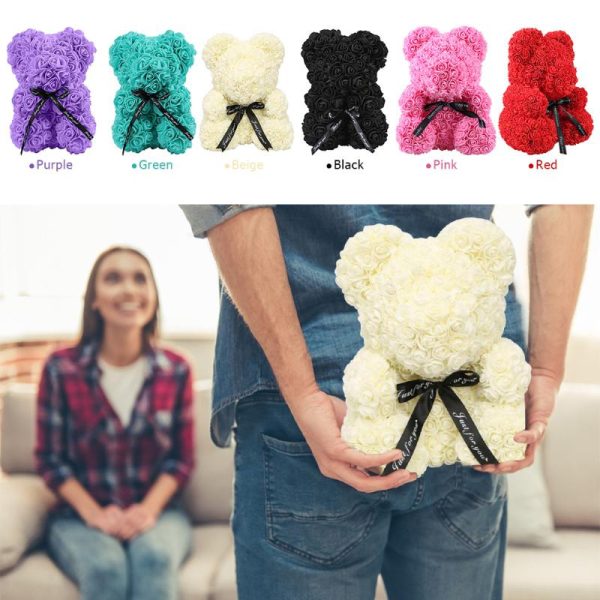 25cm Soap Foam Bear Of Roses Teddy Bear Doll Handmade Bear Toys For Women Valentines Christmas New Year Gifts Home Decoration 4