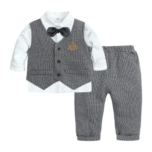 Newborn Boy Clothes Sets Gentleman Suit Boys Clothing Set Cotton Vest+ Long Sleeve Shirt + pants Infant Clothes Casual Gift 3PCS 1