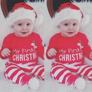2019 Christmas Cute Newborn Infant Baby Boy Girl Clothes Romper Tops + Long Pants 2PCS Outfit Set Baby Clothing DBC033 1