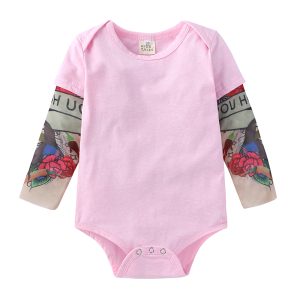 Baby Boys Tattoo Sleeve Rompers Infant Girls Jumpsuit Children Cotton Romper pink Boutique Newborn Baby Clothes M039 1