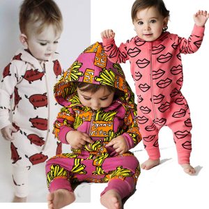 2018 New Infant Newborn Baby Boys Hooded Cotton Romper Baby French fries Print Jumpsuit playsuit Outfits Clothes MBR0196 1