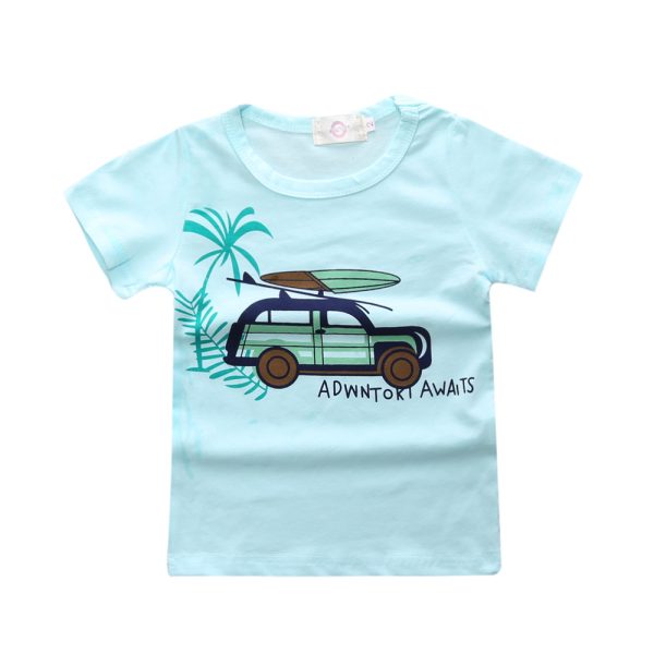 2020 Summer Children sets baby clothes boys 4 pcs set striped suit  t-shirts + blue t-shirt car + T-shirt + denim jeans CCS352 2
