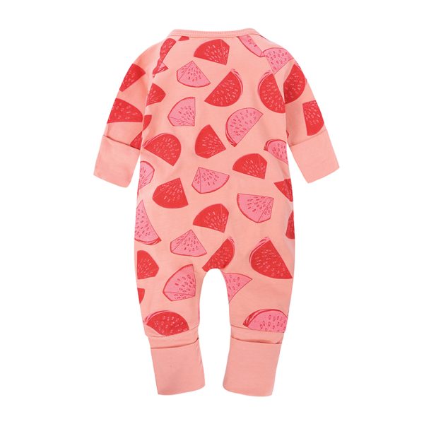 2020 Autumn Winter Baby Rompers Flower Printing Newborn Baby Girl Long Sleeve Zip Romper Toddler One Pieces Jumpsuit  MBR0184 3