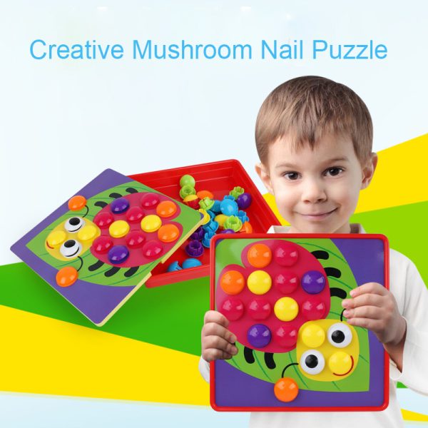 Creative Puzzle Toys For Children Cartoon Animal Shape Matching Mushrooms Nails Button Baby Preschool Educational Learning Gift 3