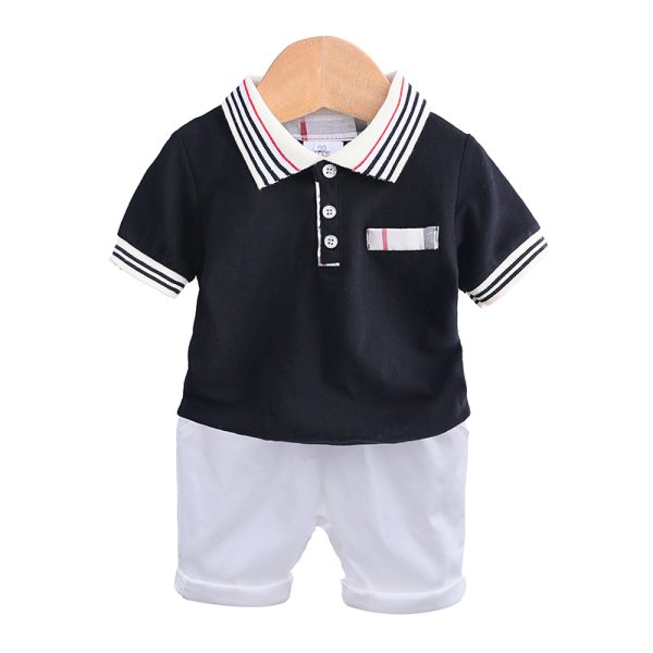 Baby boys sets summer short sleeve cotton solid clothes tops+shorts 2pcs little kids children clothing casual outfits 2-6 MB504 6