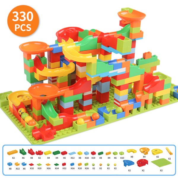 52-330pcs DIY Track Marble Race Run Maze Ball Building Blocks Funnel Slide Assemble Bricks Educational Toys For Children Gift 4