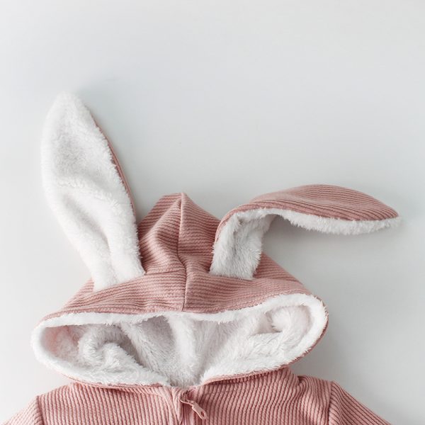 Winter Baby Rompers Newborn Boys Girls Clothes Rabbit Ear Hooded Jumpsuit infant Costume Fleece Thick Baby boys Romper pajamas 3