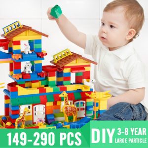Kids Classic Big Size Slide Building Blocks House Roof Maze Ball Track Assembly DIY Bricks Castle Educational Toys For Children 1