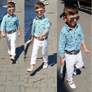Autumn style fashion Boy clothes set kids plaid long-sleeved loose-fitting clothes conjunto infantil retail CCS247 1