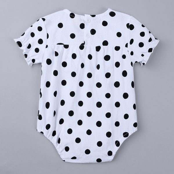 Summer Cute Baby Girls Romper Dot Short Sleeve  Jumpsuit With Headband Casual Outfits Sunsuit Set Baby Kids Clothes MBR289 5