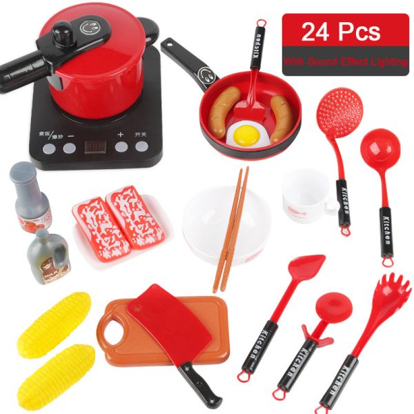 24pcs/set Children Miniature Kitchen Toys Set Pretend Play Game Simulation Food Cookware Pot Pan Cooking Utensils Kids Gift 6