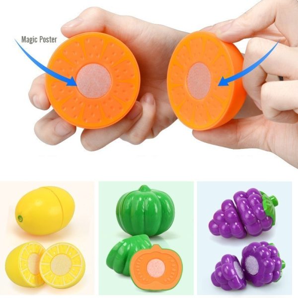 27-60PCS Kids Kitchen Pretend Play Toys Cutting Fruit Vegetable Food Girls Mini Kitchenware Game Education Toys For Children 3
